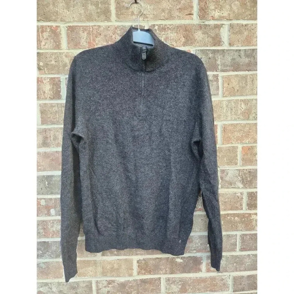 Paolo Mondo 100% 2 ply cashmere Charcoal Half Zip Sweater